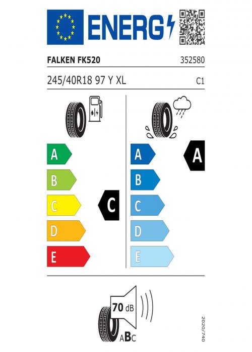 Eticheta Energetica Anvelope  245 40 R18 Falken Fk520 