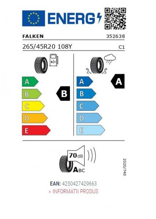 Eticheta Energetica Anvelope  265 45 R20 Falken Fk520 