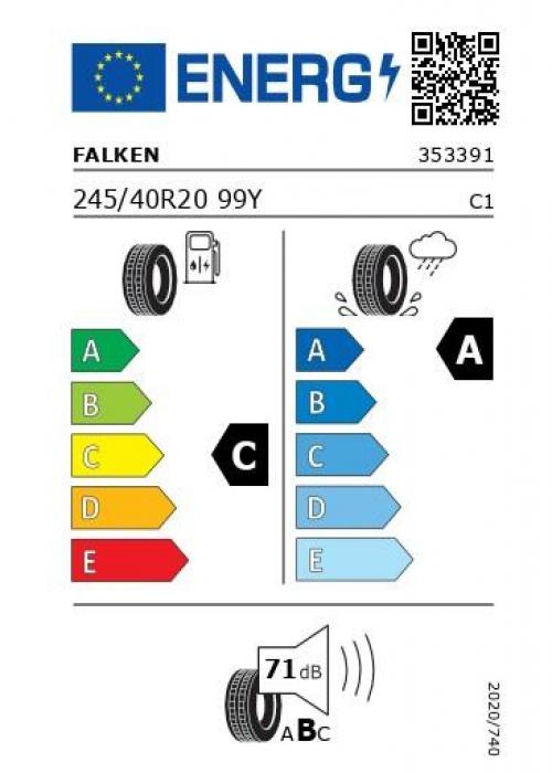 Eticheta Energetica Anvelope  245 40 R20 Falken Fk520 