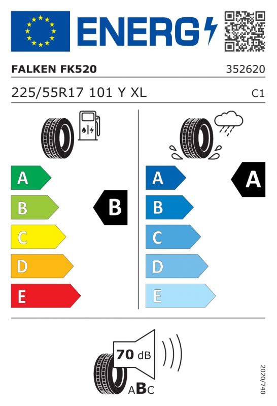 Eticheta Energetica Anvelope  225 55 R17 Falken Fk520 