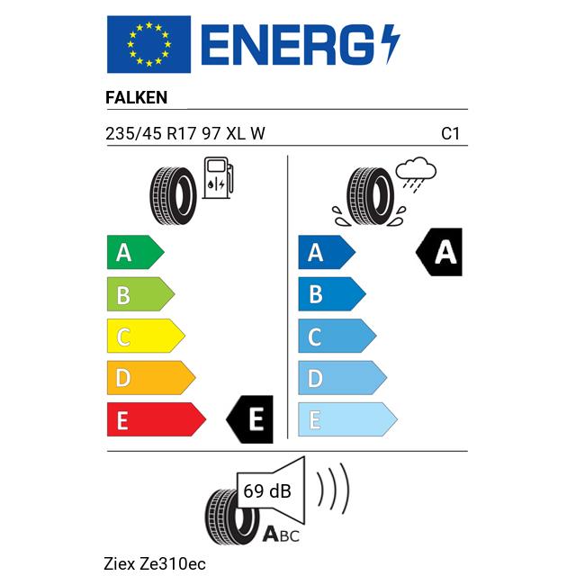 Eticheta Energetica Anvelope  235 45 R17 Falken Ziex Ze310ec 
