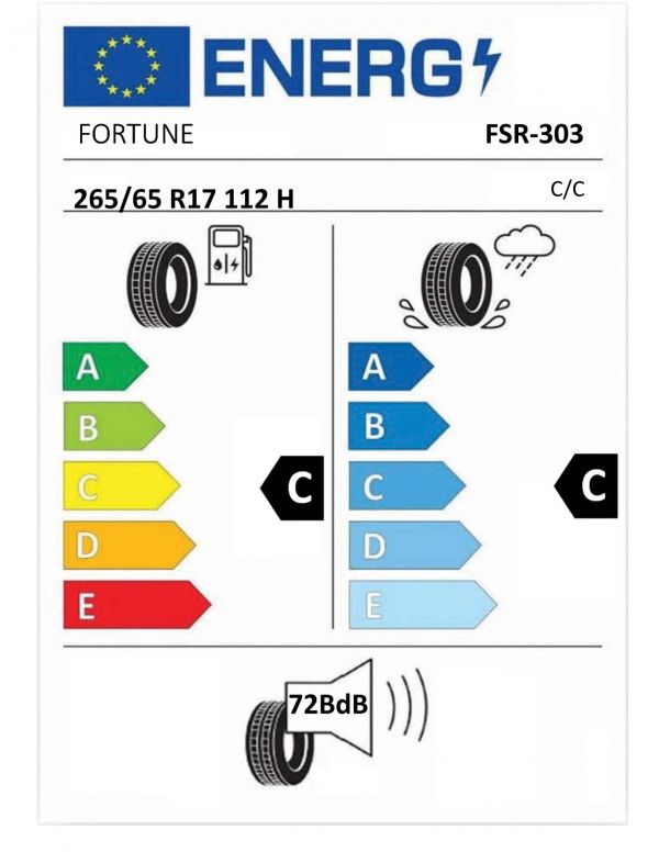 Eticheta Energetica Anvelope  265 65 R17 Fortune Fsr-303 