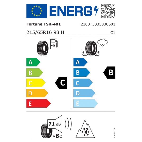 Eticheta Energetica Anvelope  215 65 R16 Fortune Fsr401 