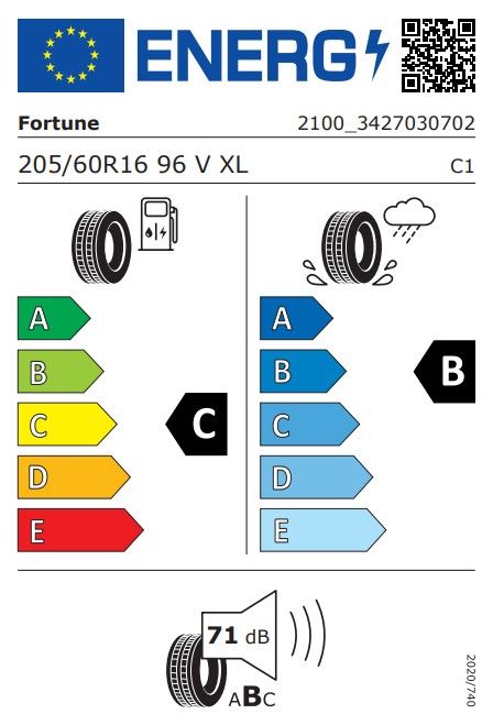 Eticheta Energetica Anvelope  205 60 R16 Fortune Funrun Fsr-802 