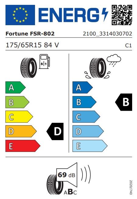 Eticheta Energetica Anvelope  175 65 R15 Fortune Funrun Fsr-802 