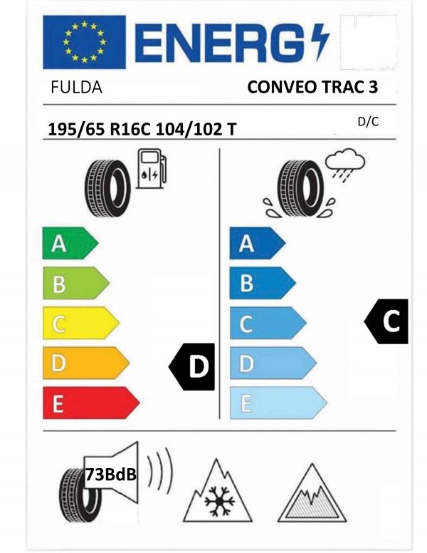 Eticheta Energetica Anvelope  195 65 R16C Fulda Conveo Trac 3 