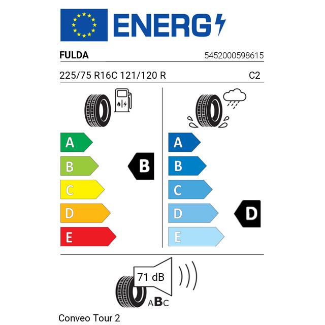 Eticheta Energetica Anvelope  225 75 R16C Fulda Conveo Tour 2 