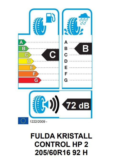 Eticheta Energetica Anvelope  205 60 R16 Fulda Kristal Control Hp 2 