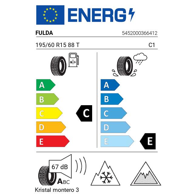 Eticheta Energetica Anvelope  195 60 R15 Fulda Kristal Montero 3 