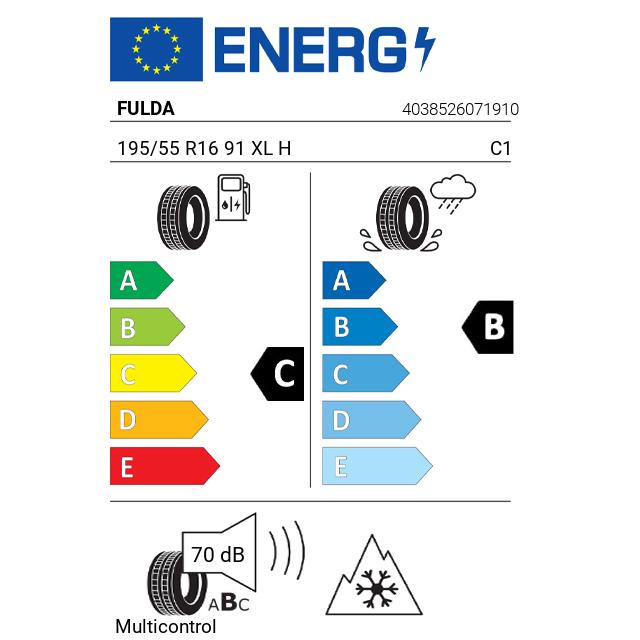 Eticheta Energetica Anvelope  195 55 R16 Fulda Multicontrol 
