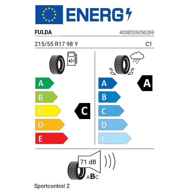 Eticheta Energetica Anvelope  215 55 R17 Fulda Sportcontrol 2 