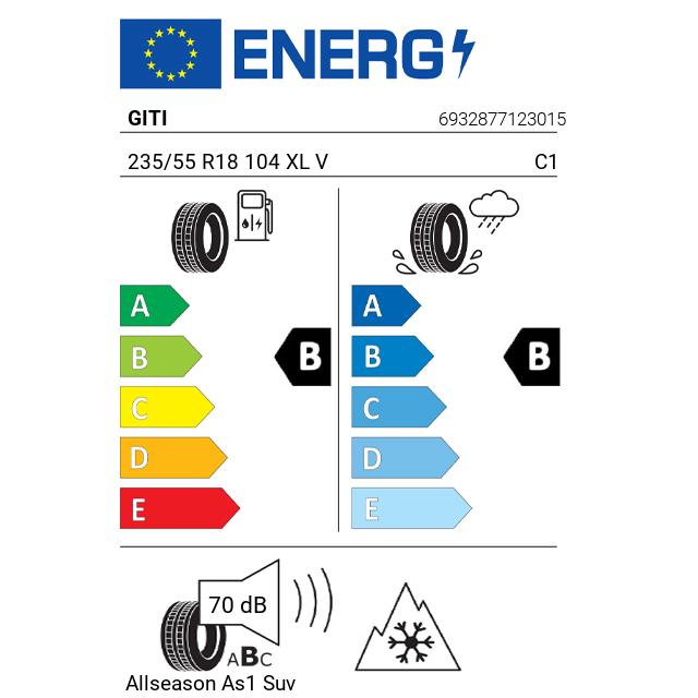 Eticheta Energetica Anvelope  235 55 R18 Giti Allseason As1 Suv 