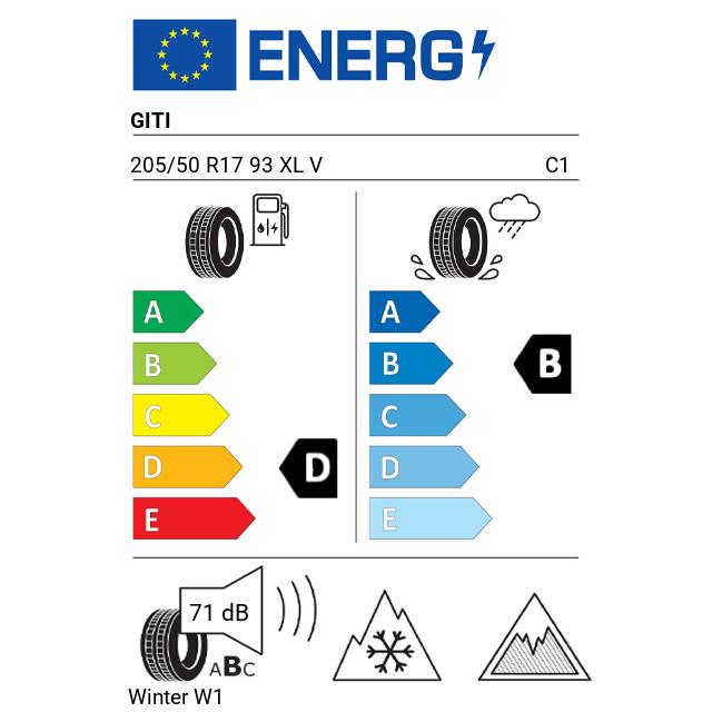 Eticheta Energetica Anvelope  205 50 R17 Giti Winter W1 