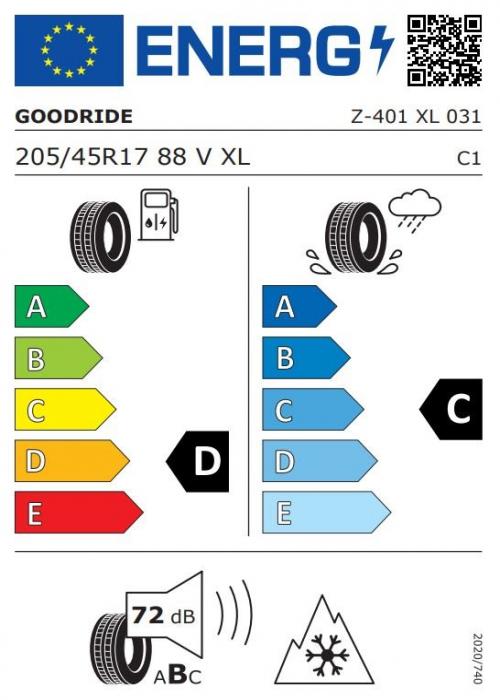 Eticheta Energetica Anvelope  205 45 R17 Goodride Z401 