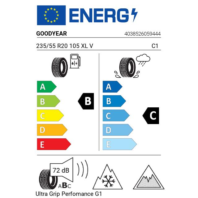 Eticheta Energetica Anvelope  235 55 R20 Goodyear Ultra Grip Perfomance G1 