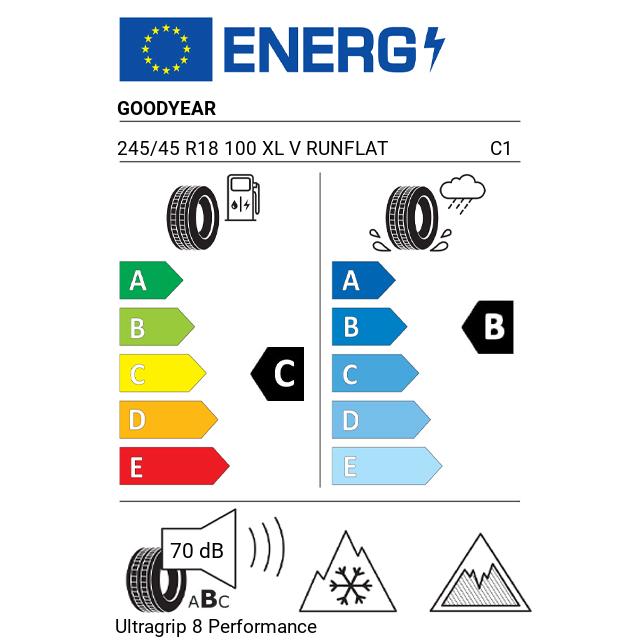 Eticheta Energetica Anvelope  245 45 R18 Goodyear Ultragrip 8 Performance 