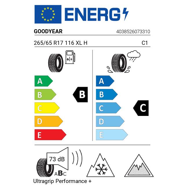 Eticheta Energetica Anvelope  265 65 R17 Goodyear Ultragrip Performance + Suv 