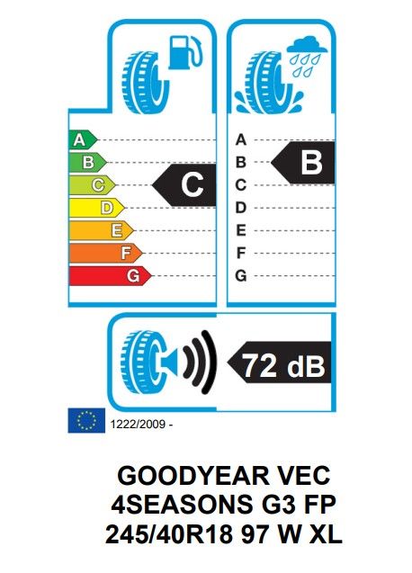 Eticheta Energetica Anvelope  245 40 R18 Goodyear Vector 4seasons Gen-3 