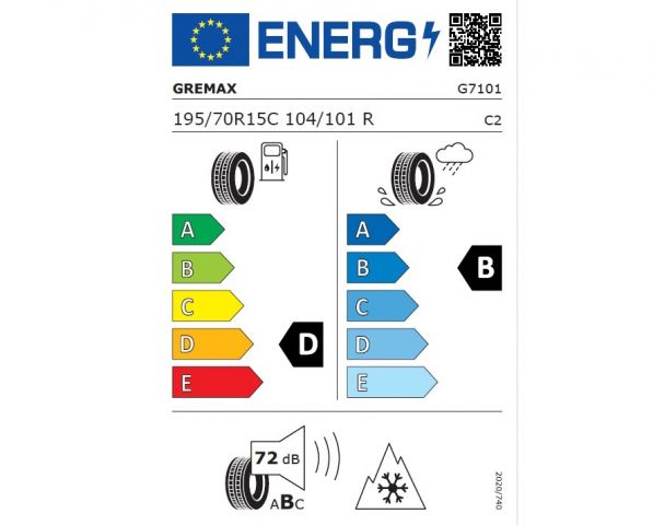 Eticheta Energetica Anvelope  195 70 R15C Gremax Gm702 