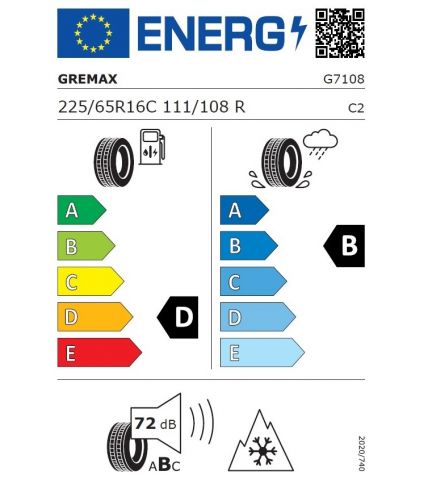 Eticheta Energetica Anvelope  225 65 R16C Gremax Gm702 