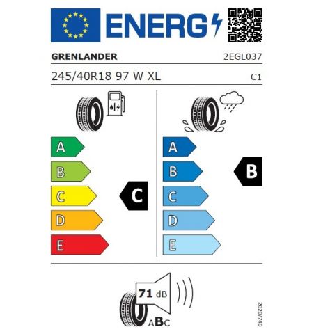 Eticheta Energetica Anvelope  245 40 R18 Grenlander Enri U08 