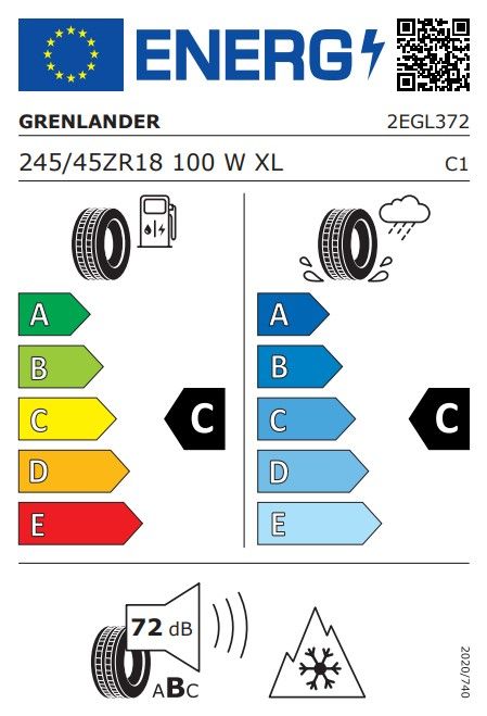 Eticheta Energetica Anvelope  245 45 R18 Grenlander Greenwing A/s 