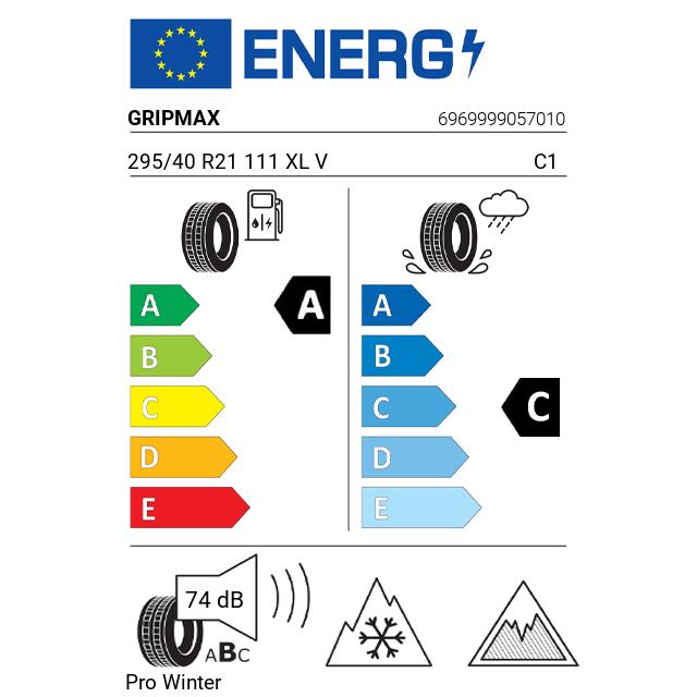 Eticheta Energetica Anvelope  295 40 R21 Gripmax Pro Winter 