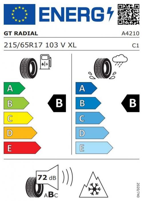 Eticheta Energetica Anvelope  215 65 R17 Gt Radial 4seasons Suv 