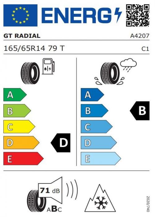 Eticheta Energetica Anvelope  165 65 R14 Gt Radial 4seasons 