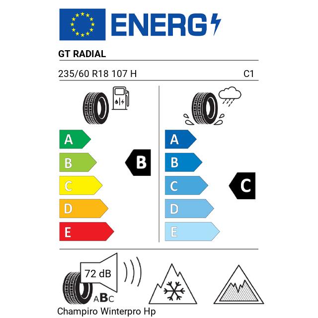 Eticheta Energetica Anvelope  235 60 R18 Gt Radial Champiro Winterpro Hp 