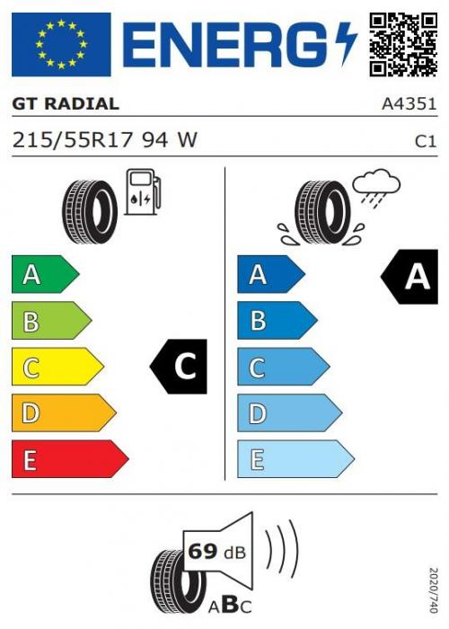 Eticheta Energetica Anvelope  215 55 R17 Gt Radial Fe2 Suv 