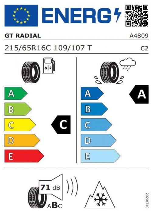 Eticheta Energetica Anvelope  215 65 R16C Gt Radial Maxmiler 2 
