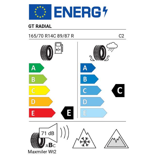 Eticheta Energetica Anvelope  165 70 R14C Gt Radial Maxmiler Wt2 