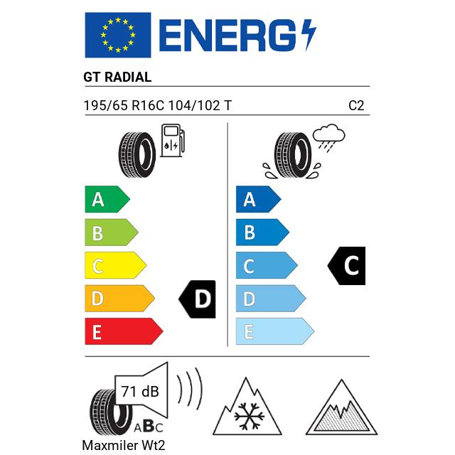 Eticheta Energetica Anvelope  195 65 R16C Gt Radial Maxmiler Wt2 