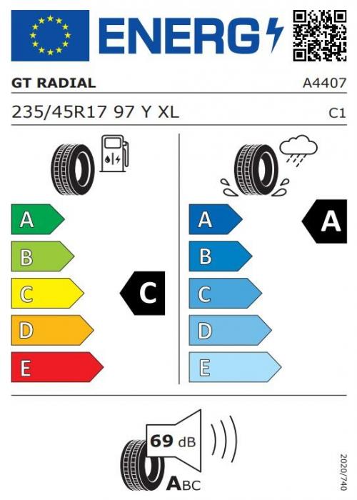 Eticheta Energetica Anvelope  235 45 R17 Gt Radial Sportactive 2 