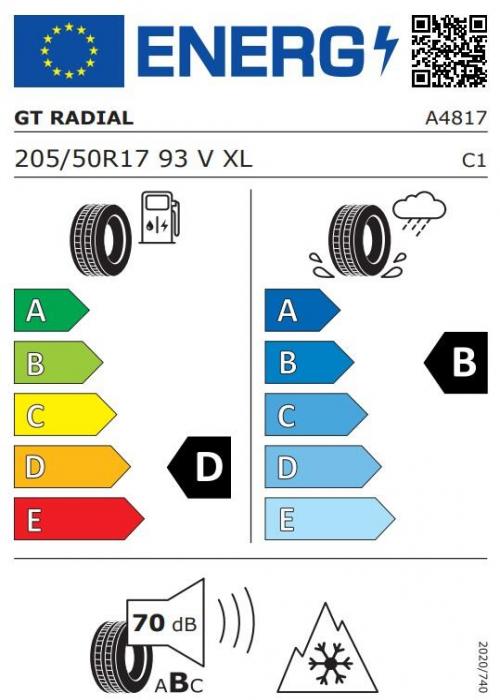 Eticheta Energetica Anvelope  205 50 R17 Gt Radial Winterpro2 Sport 