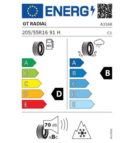Eticheta Energetica Anvelope  205 55 R16 Gt Radial Winterpro 2 
