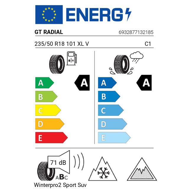 Eticheta Energetica Anvelope  235 50 R18 Gt Radial Winterpro2 Sport Suv 