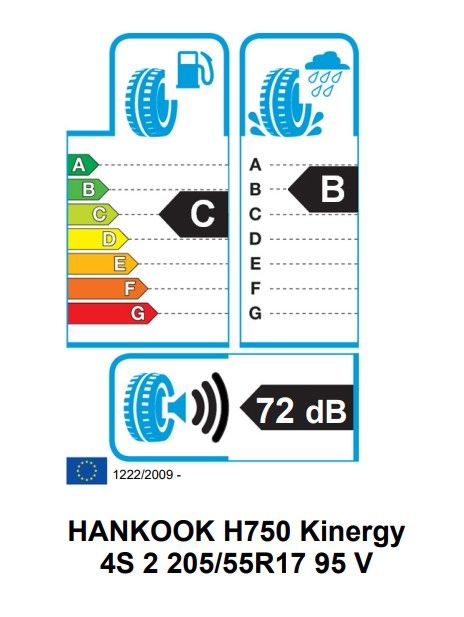 Eticheta Energetica Anvelope  205 55 R17 Hankook Kinergy 4s 2 H750 