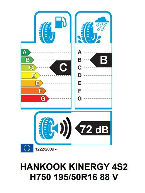 Eticheta Energetica Anvelope  195 50 R16 Hankook Kinergy 4s 2 H750 
