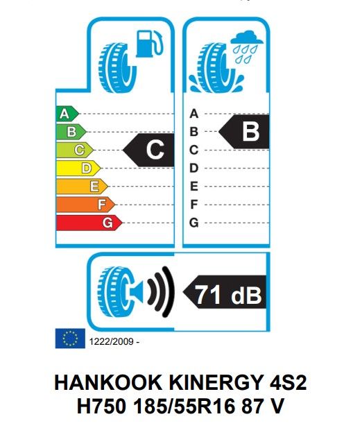 Eticheta Energetica Anvelope  185 55 R16 Hankook Kinergy 4s 2 H750 