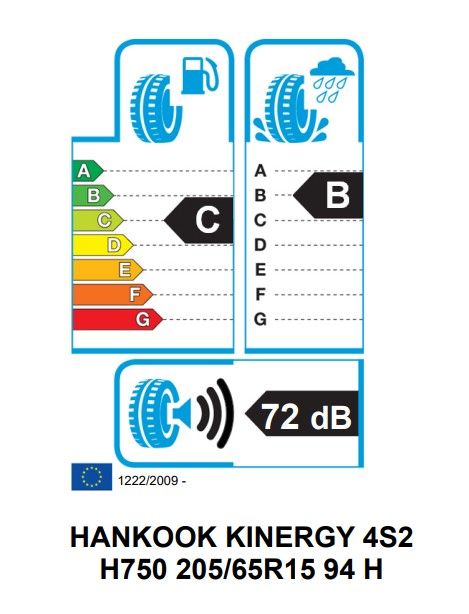 Eticheta Energetica Anvelope  205 65 R15 Hankook Kinergy 4s 2 H750 