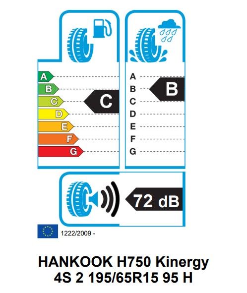 Eticheta Energetica Anvelope  195 65 R15 Hankook Kinergy 4s 2 H750 
