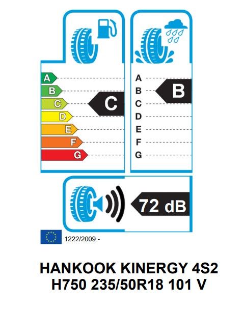 Eticheta Energetica Anvelope  235 50 R18 Hankook Kinergy 4s 2 H750 