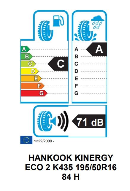 Eticheta Energetica Anvelope  195 50 R16 Hankook Kinergy Eco2 K435 