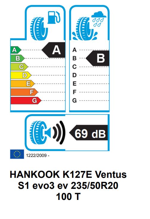 Eticheta Energetica Anvelope  235 50 R20 Hankook Ventus S1 Evo K107a 