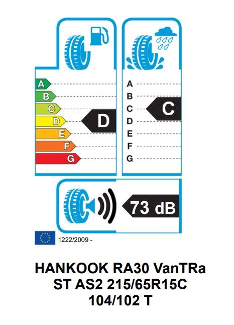 Eticheta Energetica Anvelope  215 65 R15C Hankook Vantra St As2 