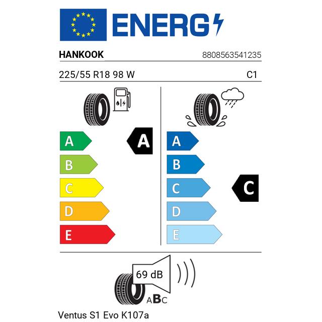 Eticheta Energetica Anvelope  225 55 R18 Hankook Ventus S1 Evo K107a 