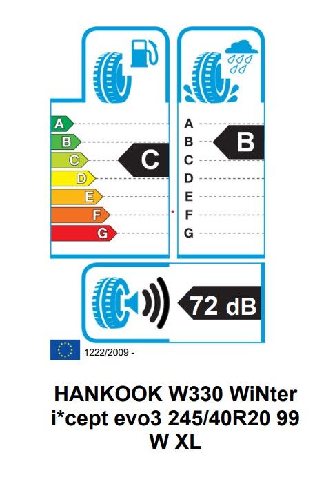 Eticheta Energetica Anvelope  245 40 R20 Hankook Winter I*cept Evo3 W330 
