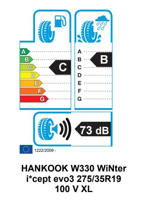 Eticheta Energetica Anvelope  275 35 R19 Hankook Winter I*cept Evo3 W330 